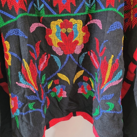 Roja Collection Colorful Heavy Embroidered Poncho Sz 2/XL Boho Western Cowgirl - Picture 4 of 13